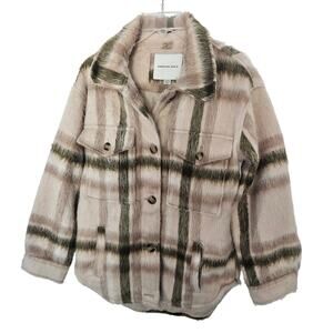 American Eagle Multicolor Brushed Check Oversized Shacket Coat Extra Small